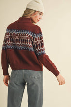 FAIR ISLE ZIP UP SWEATER CARDIGAN MSW10902: ASH GREY / M