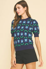 FLORAL PRINT KNIT WEATER - 6555WS: BLACK/PINK / M