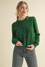LONG PUFF SLEEVE SWEATER CARDIGAN MSW11018: FOREST GREEN / M