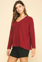 SOFT V NECK KNIT SWEATER - 5035W: GARNET / M