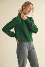 LONG PUFF SLEEVE SWEATER CARDIGAN MSW11018: FOREST GREEN / M