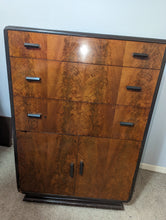 Streamlined Art Deco Iconic 1930s tall chest by Donald Deskey for Valentine-Seavers furniture.