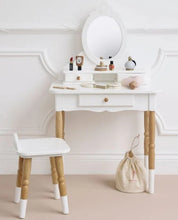 Vanity Table and chair of organic wood. For your little one!