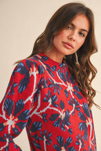 FLORAL MOCK NECK SWEATER MSW11101: BLUE FUCHSIA / S