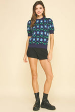 FLORAL PRINT KNIT WEATER - 6555WS: BLACK/PINK / M