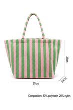 Striped Terry Large Beach Tote Bag: Dark Green / ONE SIZE