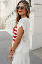 USA Flag Graphic Short Sleeve Sweater Top | S-XL : Sky Blue / XL