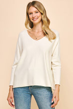 SOFT V NECK KNIT SWEATER - 5035W: GARNET / S
