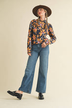 FLORAL MOCK NECK SWEATER MSW11101: BLUE FUCHSIA / L