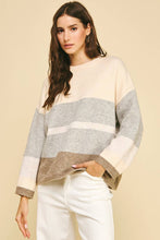 COLORBLOCK SOFT YARN SWEATER - 6296W: CREAM / S