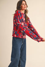 FLORAL MOCK NECK SWEATER MSW11101: BLUE FUCHSIA / S