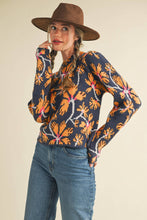 FLORAL MOCK NECK SWEATER MSW11101: BLUE FUCHSIA / L