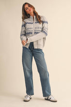 FAIR ISLE ZIP UP SWEATER CARDIGAN MSW10902: ASH GREY / M