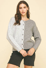 COLOR BLOCK BUTTON DOWN CARDIGAN - 6758WS: OATMEAL/IVORY / SM ML