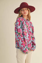 FLORAL MOCK NECK SWEATER MSW11101: BLUE FUCHSIA / L