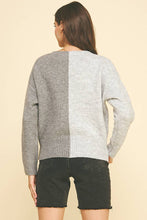 COLOR BLOCK BUTTON DOWN CARDIGAN - 6758WS: LT GREY/CHARCOAL / SM ML