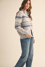 FAIR ISLE ZIP UP SWEATER CARDIGAN MSW10902: ASH GREY / M