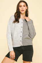 COLOR BLOCK BUTTON DOWN CARDIGAN - 6758WS: OATMEAL/IVORY / SM ML