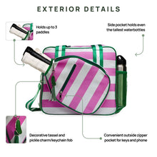Lola Pickleball Tote: Green/White Stripe