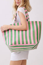 Striped Terry Large Beach Tote Bag: Dark Green / ONE SIZE