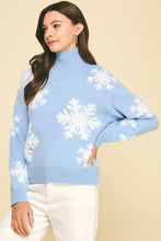 MOCK NECK SNOWFLAKE SWEATER - 6790WS: LIGHT BLUE / S