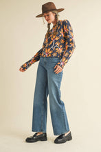 FLORAL MOCK NECK SWEATER MSW11101: BLUE FUCHSIA / L