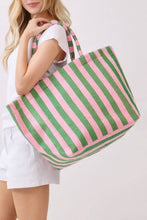 Striped Terry Large Beach Tote Bag: Dark Green / ONE SIZE
