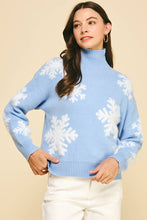 MOCK NECK SNOWFLAKE SWEATER - 6790WS: LIGHT BLUE / S