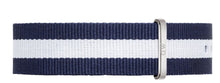 Daniel Wellington Glasgow strap 20m  white/navy w/ silver buckle