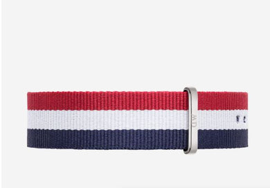 Daniel Wellington Cambridge strap silver 20m red/white/blue