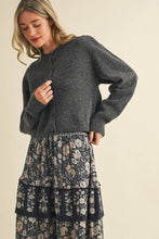 LONG PUFF SLEEVE SWEATER CARDIGAN MSW11018: Red / M