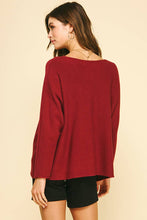 SOFT V NECK KNIT SWEATER - 5035W: GARNET / M