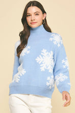 MOCK NECK SNOWFLAKE SWEATER - 6790WS: LIGHT BLUE / M
