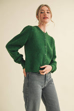 LONG PUFF SLEEVE SWEATER CARDIGAN MSW11018: FOREST GREEN / L