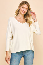 SOFT V NECK KNIT SWEATER - 5035W: GARNET / S