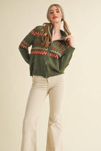 FAIR ISLE ZIP UP SWEATER CARDIGAN MSW10902: ASH GREY / M