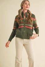 FAIR ISLE ZIP UP SWEATER CARDIGAN MSW10902: ASH GREY / M
