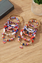 Letter Print USA Patriotic 5pcs Bracelet Set: Gold / One Size