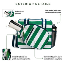 Lola Pickleball Tote: Green/White Stripe