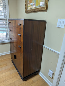 Streamlined Art Deco Iconic 1930s tall chest by Donald Deskey for Valentine-Seavers furniture.