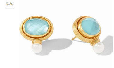 Julie Vos Simone Earring Bahamian blue and pearl