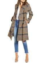 Knee length plaid coat
