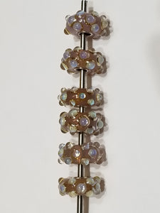 Elfbeads glass Pink Oil Polka bead