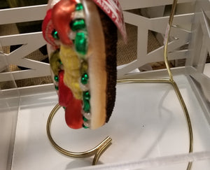Chicago style hot dog glass ornament