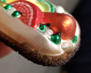 Chicago style hot dog glass ornament