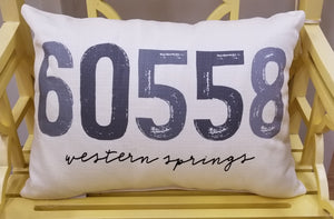 Western Springs Zip Code 60558 Lumbar pillow