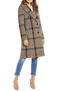 Knee length plaid coat