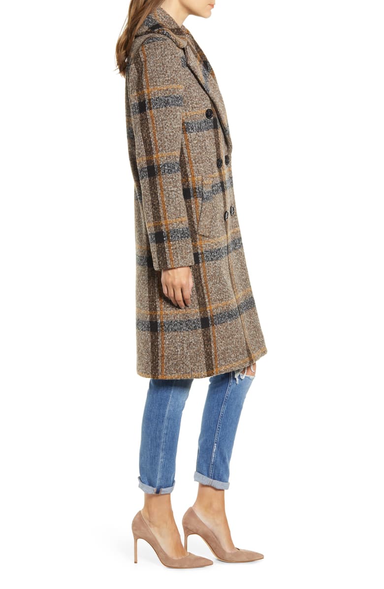 Knee length plaid coat