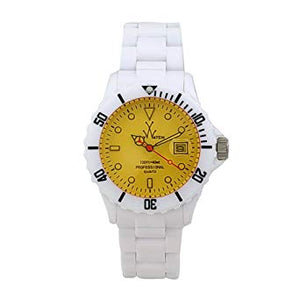 ToyWatch White/Yellow Plasteramic Ladies Watch FLO1WHYL