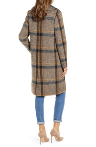 Knee length plaid coat